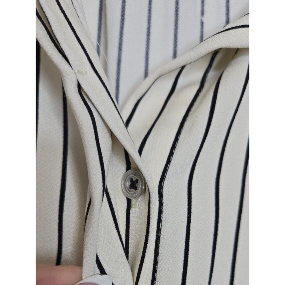 Rachel Zoe Womens Button Up Shirt Plus 2X White Black Striped Long Sleeve Blouse - Picture 3 of 8